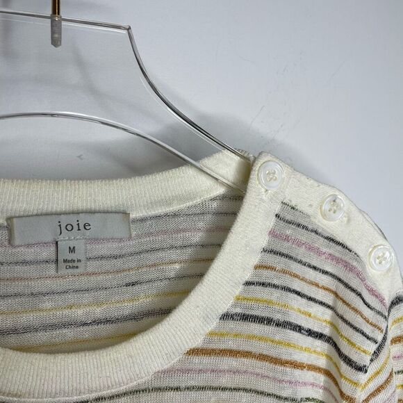 Joie Ade Sweater Crewneck Porcelain Rainbow Striped Medium M Fuller House - Picture 4 of 7